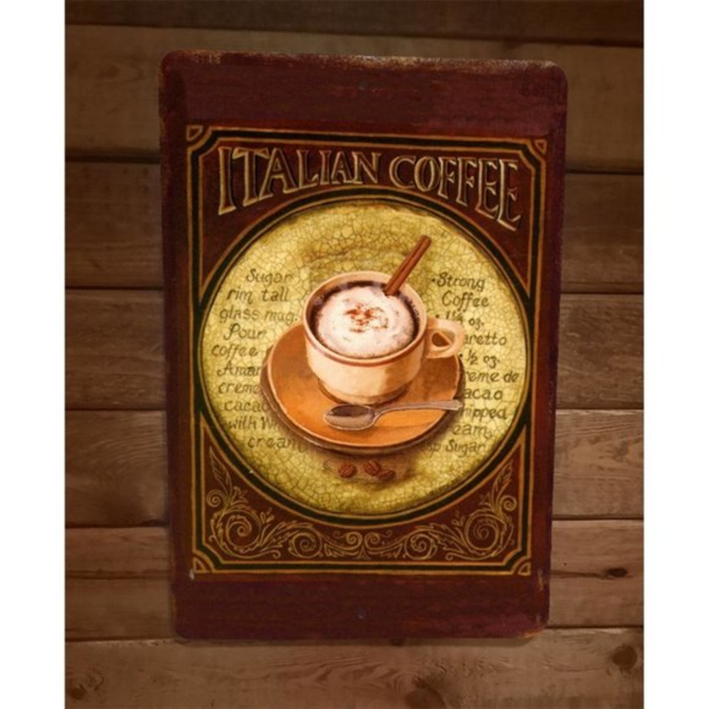 Italian Coffee 8x12 Metal Wall Sun Room Kitchen Bar Sign